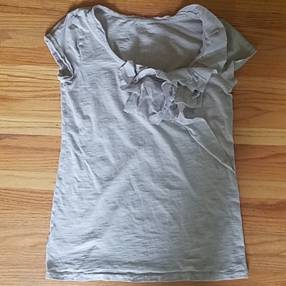 SALE Ann Taylor Gray Ruffle Top